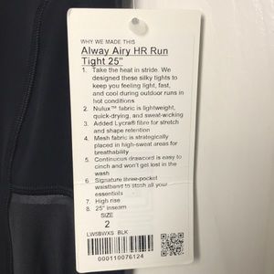 Lululemon always airy HR run tight 25”